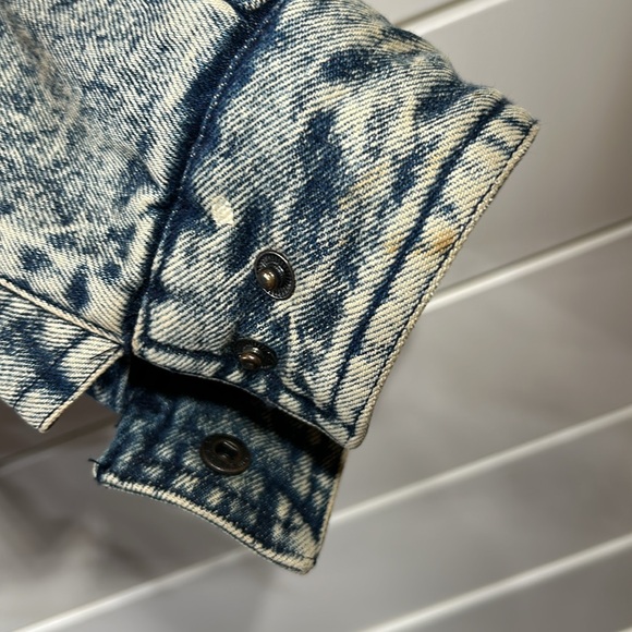 VTG 80s 90s Urban Equipment Acid Wash Denim Coat Leather Trim Oversized XL - Picture 5 of 7